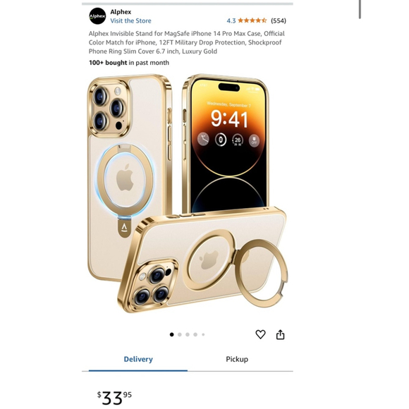 iPhone 14 Pro Max Clear Case Gold Stand for MagSafe - Picture 10 of 10